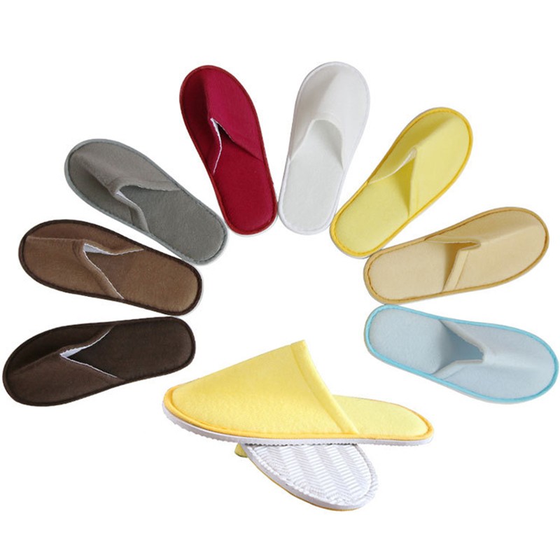 1 Pair Simple Unisex Solid Color Slippers Hotel Travel Spa Portable Men Slippers Disposable Guest Home Indoor Cloth Men Slippers