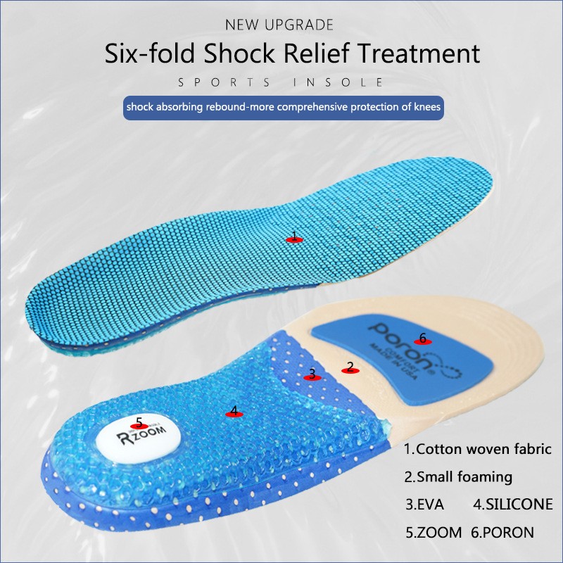 Silicone Insoles Unisex Arch Support Sneakers Insole Cushioning Memory Foam Sole Cushion Anti-Slippery Shoes Insert