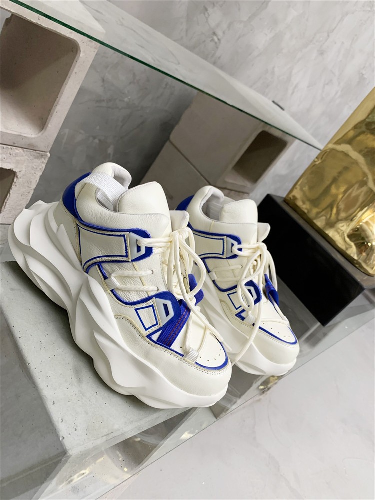 2022 spring new sponge cake thick bottom casual sneakers toe layer cowhide medium heel color matching old shoes tide shoes