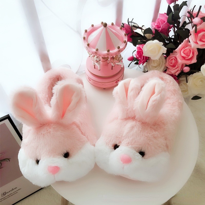 Women Fluffy Women Slippers Cute Cartoon Pink Rabbit Couples Fur Slides Bedroom Indoor Warm Rabbits Plush Ladies Casual Shoes loro piana shoes