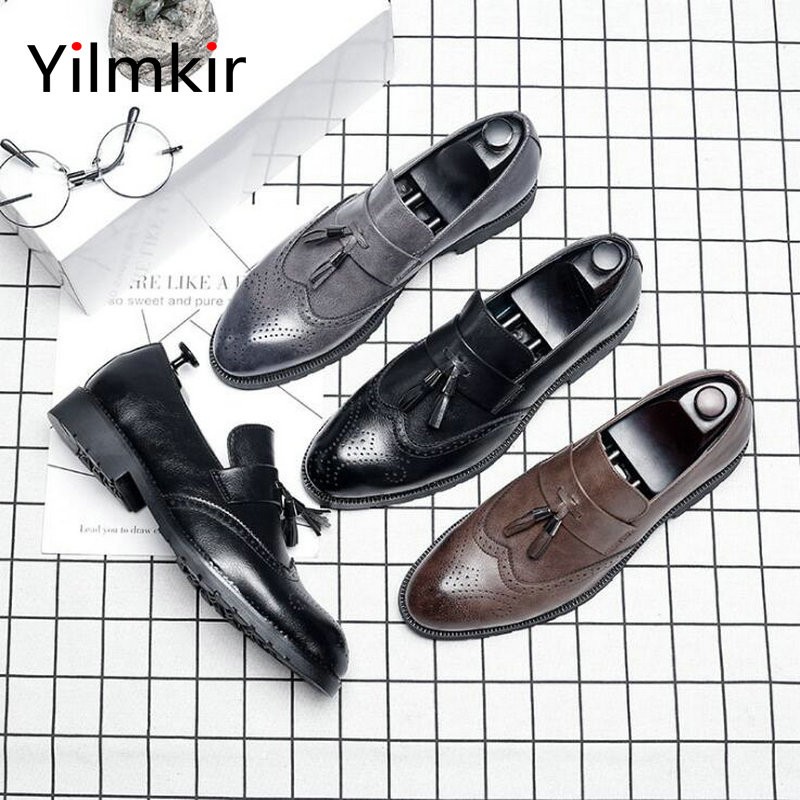 Business office men's formal wear professional all-match flat shoes fashion popular oxford leather party casual walking shoe