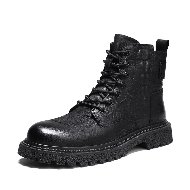 2021 men boots autumn casual black boots men full grain genuine leather luxury men business snow boots outdoor men's shoes