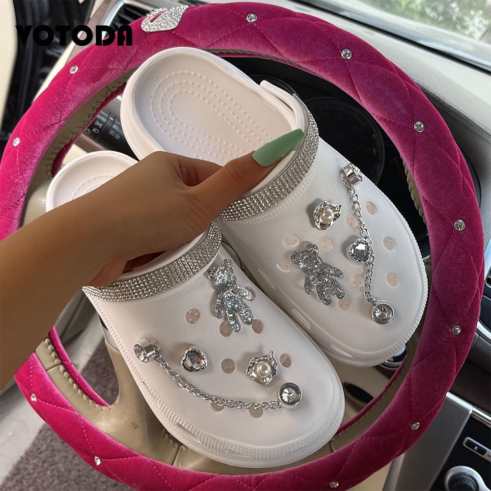 Women Summer Beach Sandals Thick Sole Non-slip Metal Slides Charmr Garden Slippers Ladies Cute Flip Flops Plus Size Hole Shoes