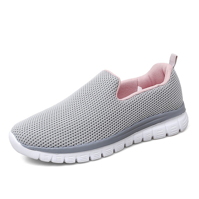 Women Walking Sneaker Mesh Breathable Female Knitted White Vulcanized Shoes Casual Slip on Ladies Flat Shoes Comfort Footwear