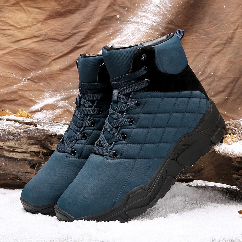 Non-slip Lace-up Men Martin Boots Plush Warm Fashion Casual Snow Boots Rubber Male Boots 2022 Autumn Winter New