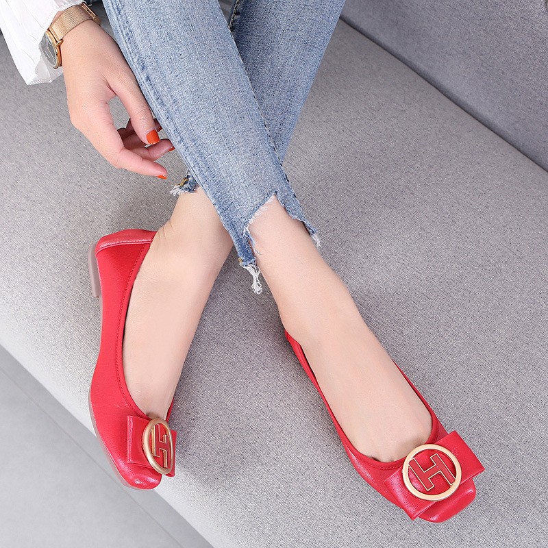 Women's PU Leather Ballerina Shoes Flat No Lace-Up Flat Shoes Fashion Summer