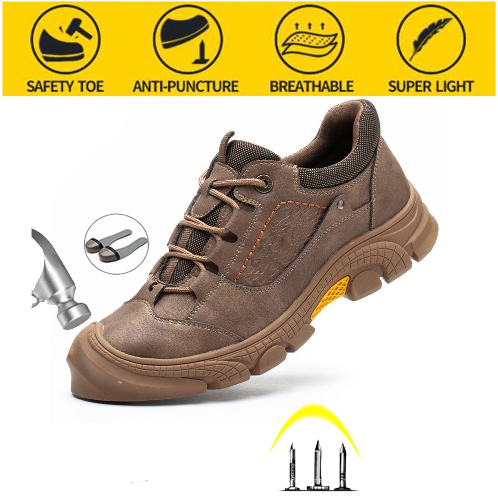 Safety shoes men deodorant anti-puncture steel toe cap insulated electric safe wear-resistant winter work shoes