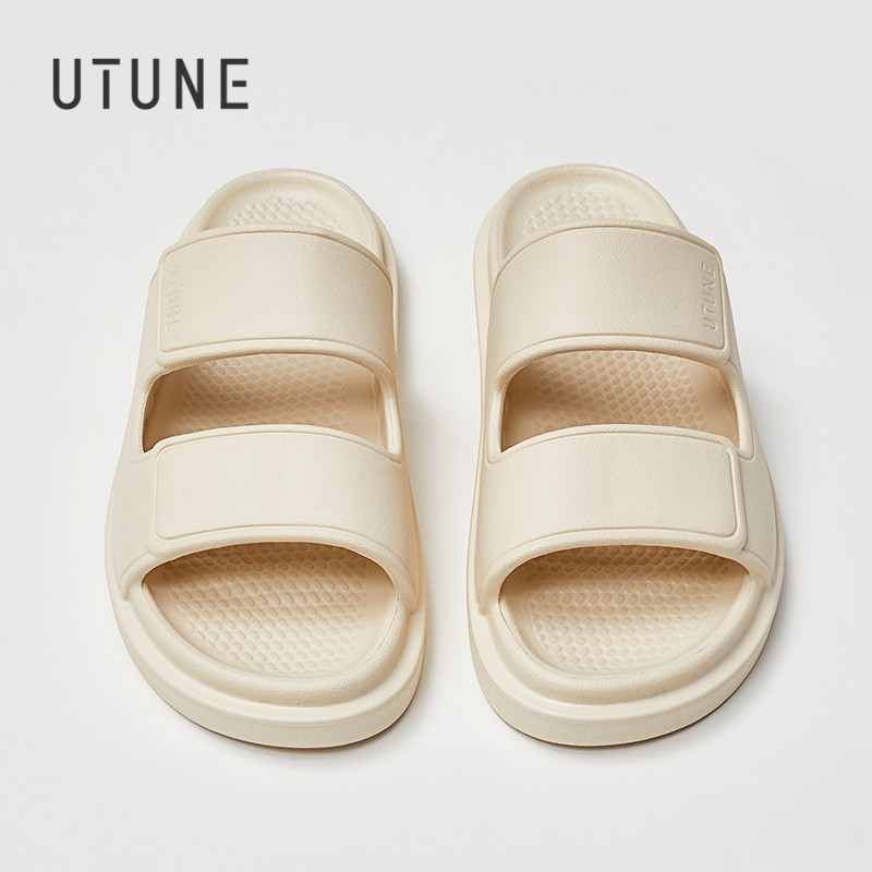 UTUNE Cream Slides Slippers for Women Indoor Shoes Bathroom Warm Summer EVA Home Sandals Men Memory Foam Outside Slippers