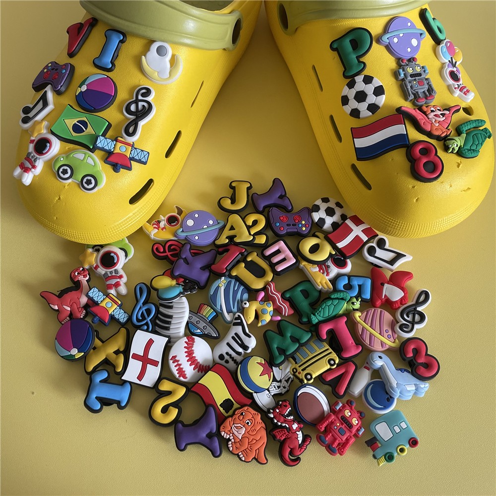 50-200pcs Boys Shoe Charms for Crocs Classic Cartoon Dinosaur Football Car Shoe Accessories Decorations Crocodile Charms Kids Gifts