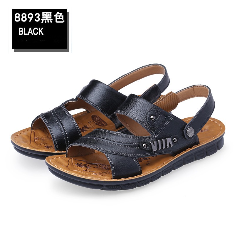 Men Beach Shoes Cow Sandals Quality Genuine Leather Non-slip Men Slippers Breathable Two Uses Men Sandals Men's Shoes