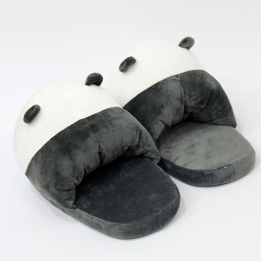 Cartoon Polar Bear Panda Slippers Winter Warm Animal Soft Plush Dolls Indoor Bedroom Shoes Men Women Home Use