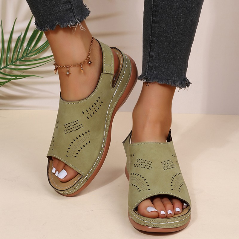 Remusi 2022 Summer Platform Sandals Non-Slip Women PU Leather Open Toe Wedges Sandalias Mujer Light Casual Beach Shoes Woman