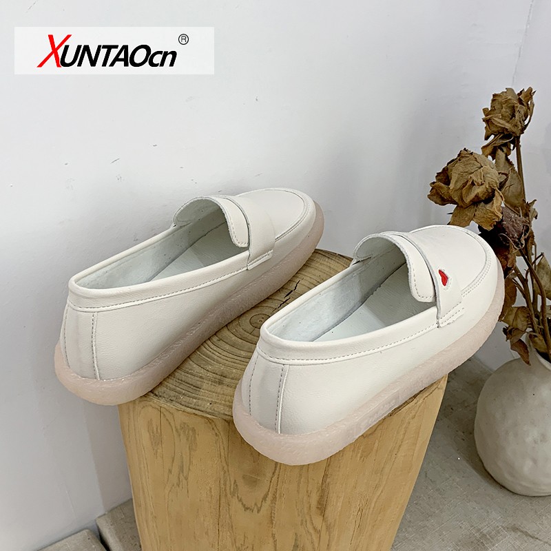 New Fashion Soft Bottom Women Flats PU Leather Nursing Shoes Leather Comfort Oxford Shoes For Women Shoes Women Loafers Spring