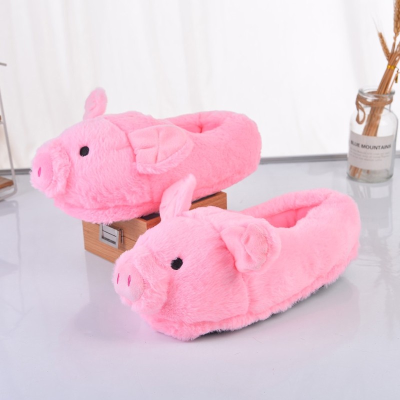 Cute Pink Toot Pink Pig Plush Slippers Home Indoor Piggy Soft Girl Heart Pig Warm Pig Cotton Slippers For Ladies