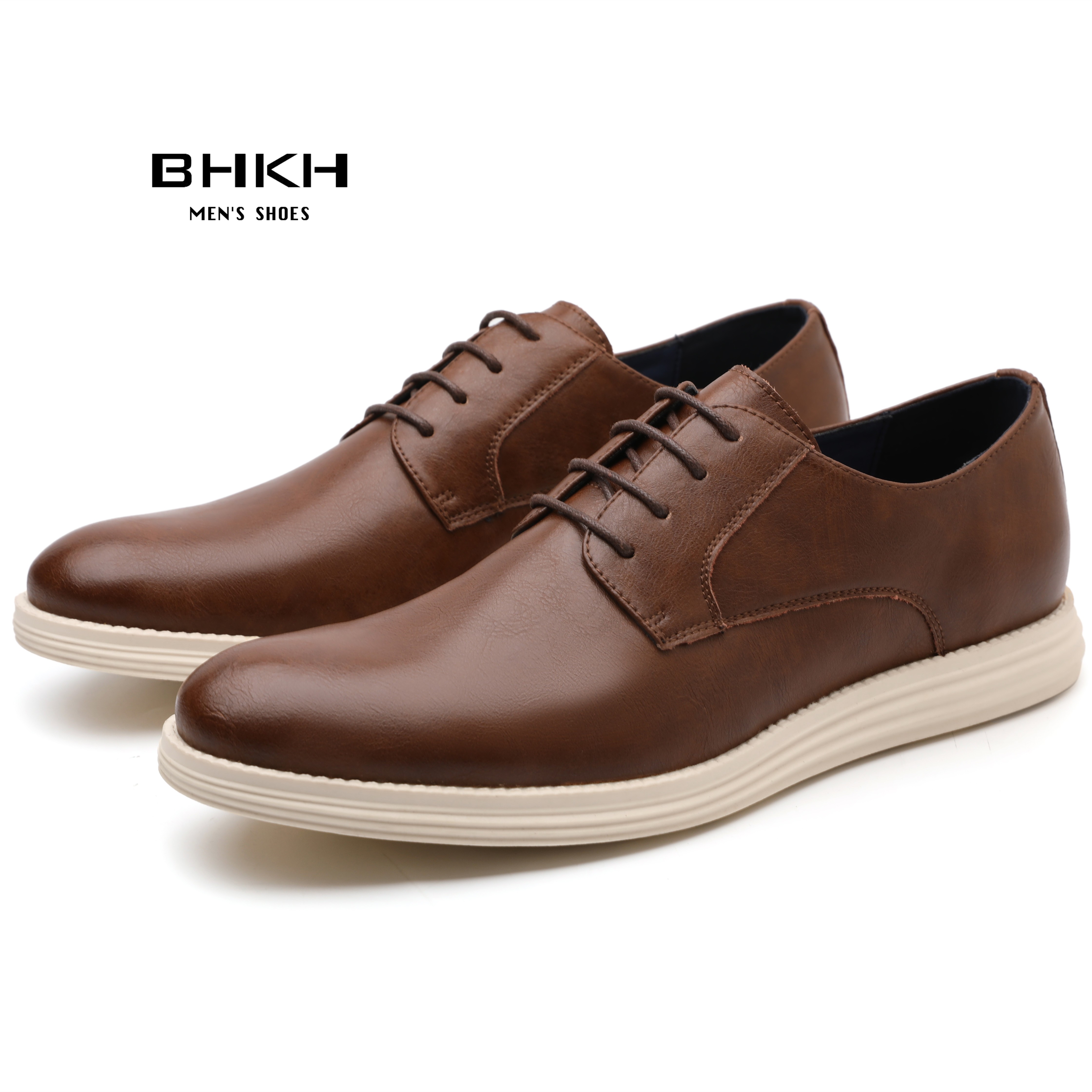 BHKH 2022 leather men casual shoes smart business office work lace-up light dress men shoes