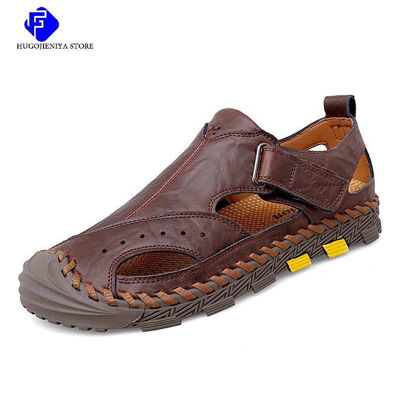 2022 New Summer Men's Mesh Sandals Outdoor Casual Rome Sandals Genuine Leather Men Beach Sandals Non Slip Sneakers Big Size