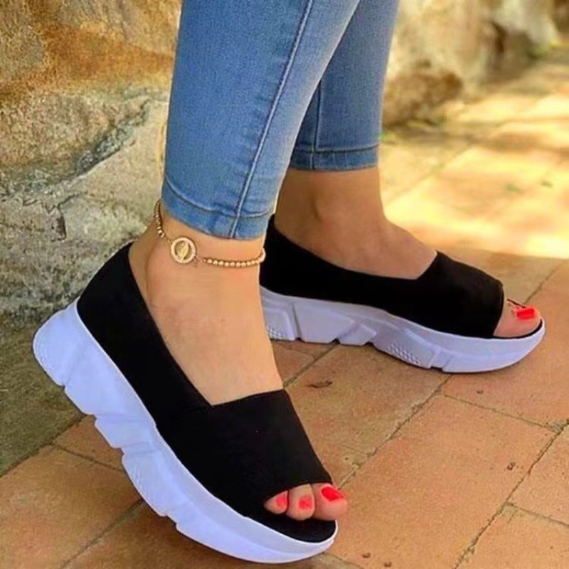 Women Spring Summer Hemp Rope Sandals Wedge Heel Fish Mouth Sandals Ladies Wedge Heel Shoes Plus Size 35-43 Sandalias Femininas