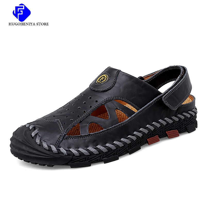 Summer Genuine Leather Men Sandals Outdoor Non-slip Men Beach Sandals Breathable Men Roman Sandals Fashion Men Sneakers