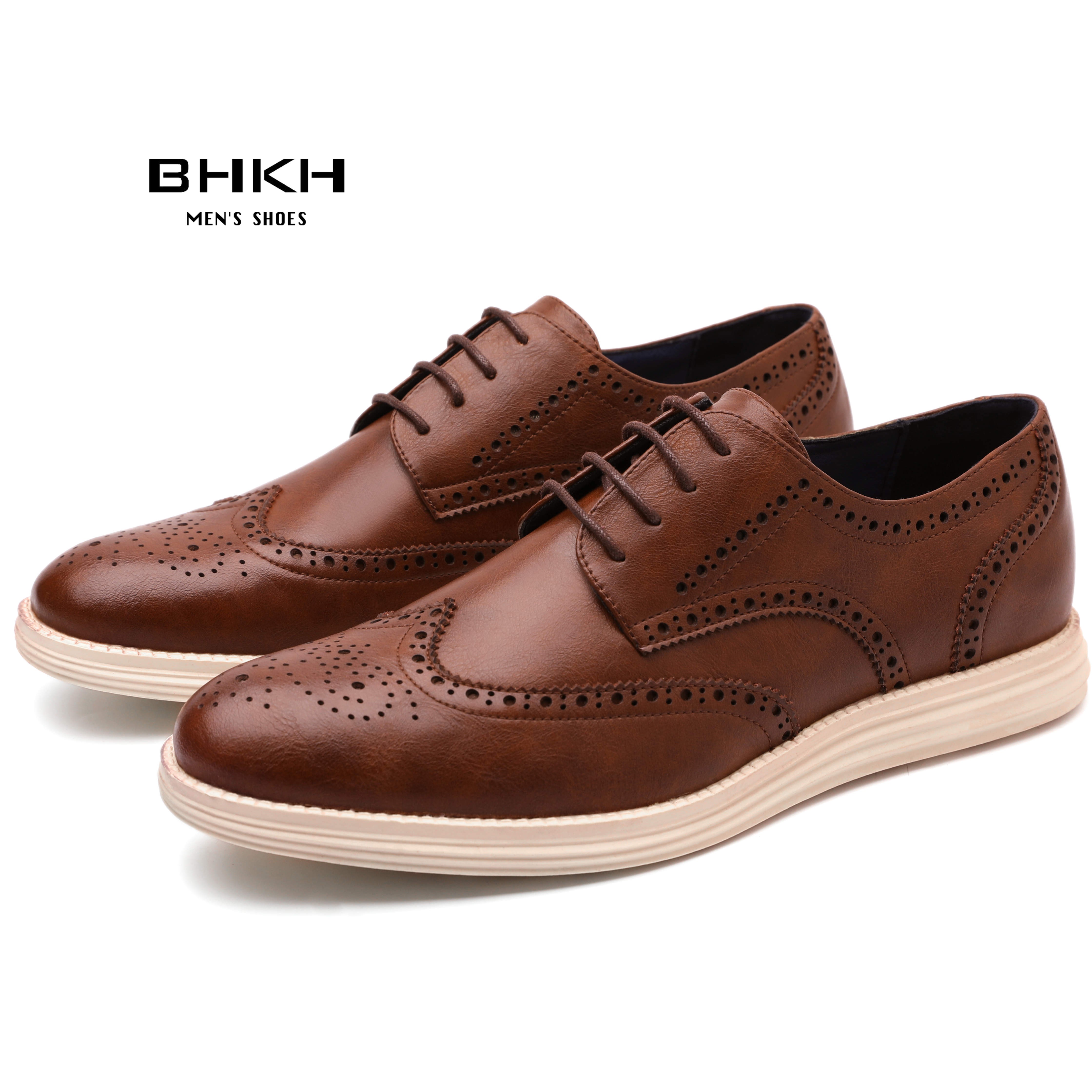 BHKH 2022 Autumn Genuine Leather Men Dress Shoes Fashion Lace-up Man Casual Shoes Work Smart Work Office Shoes light weig