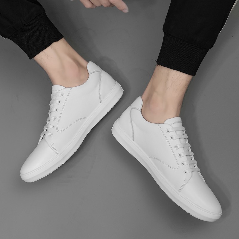 Genuine leather men's shoes, white sneakers, flat shoes, Korean version, casual