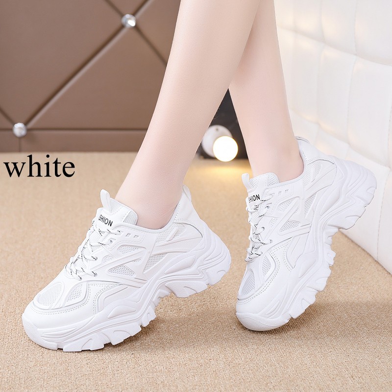 JMPRS Breathable Mesh Sneakers Women 2022 Summer New Fashion Thick Bottom Lace Up Sneakers Woman Solid Platform Casual Shoes