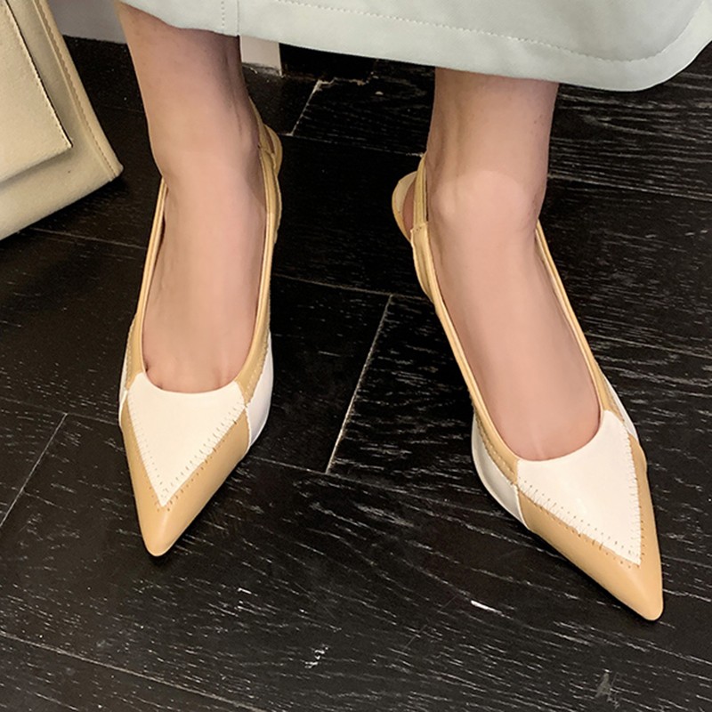 Rimocy Fashion Women Mixed Colors Pumps 8cm Summer 2022 Pu Pointed Toe Slingback Sandals Woman Thin Heels Office Ladies Shoes