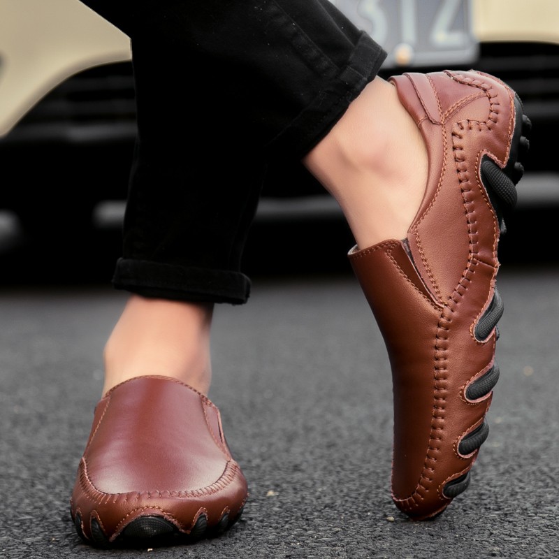 Men's casual genuine leather shoes, waterproof moccasin shoes, comfortable driving sports shoes, men's fashion