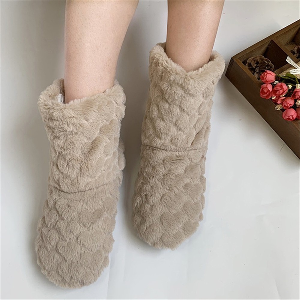 women cotton slippers winter warm feel ce indoor floor shoes socks love style slip-on soft non-slip female plush shoes