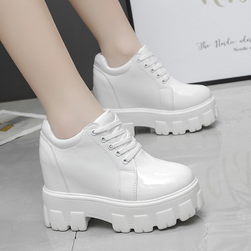 Rimocy Platform Chunky Ankle Boots For Women Height Increasing Thick Sole Gothic Shoes Woman Punk Style Patent Leather Socks