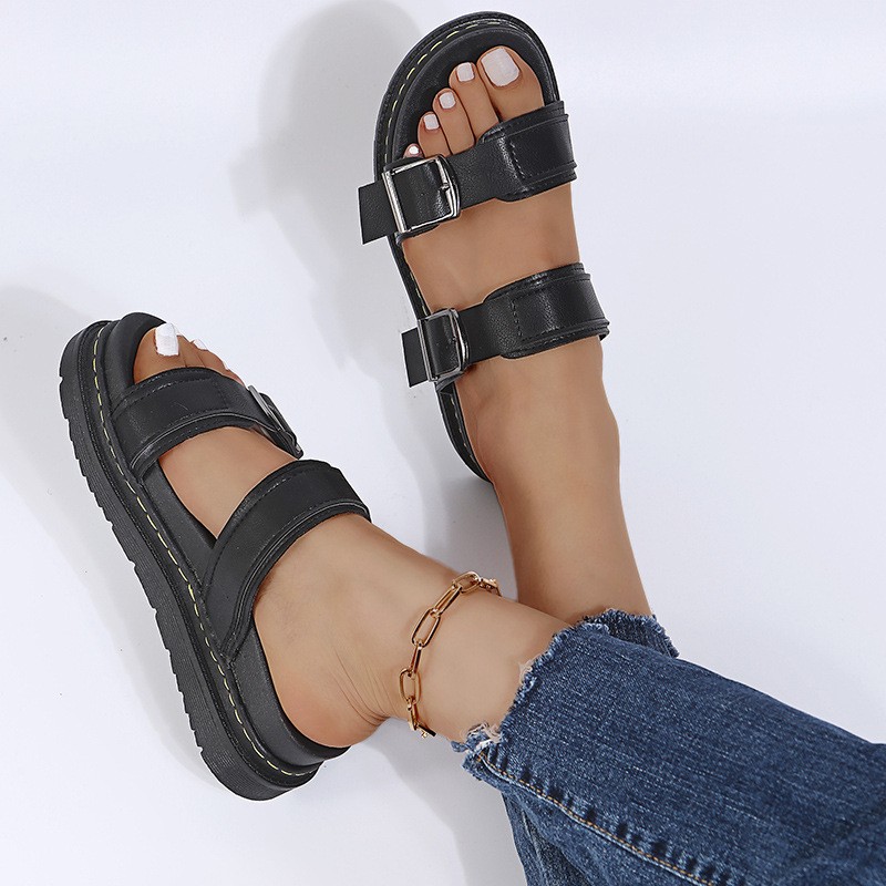 Thick-soled sport sandals for women 2022 summer new flat beach Roman sandals and slippers