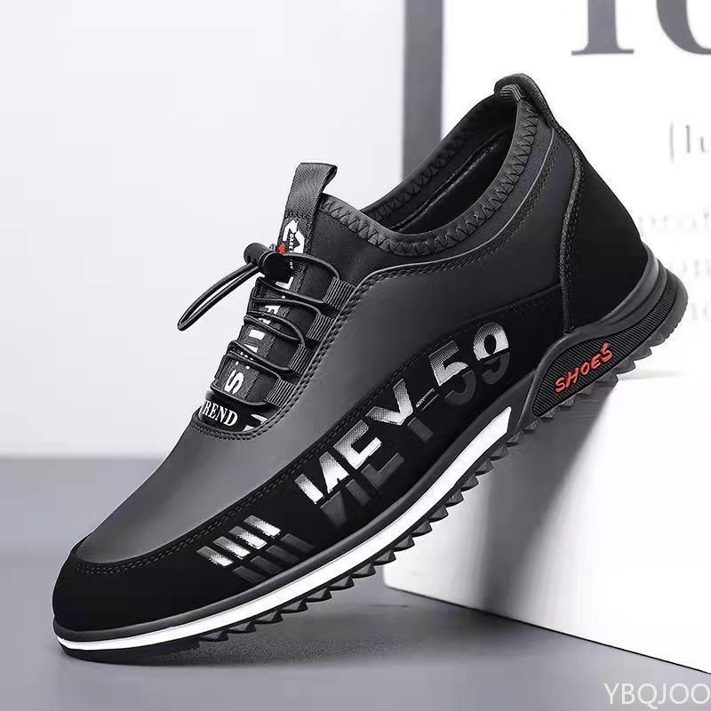 2022 Men's PU Leather Shoes Men's Casual Shoes Breathable Lightweight Black Sneakers Outdoor Driving Shoes Business Men's Shoes