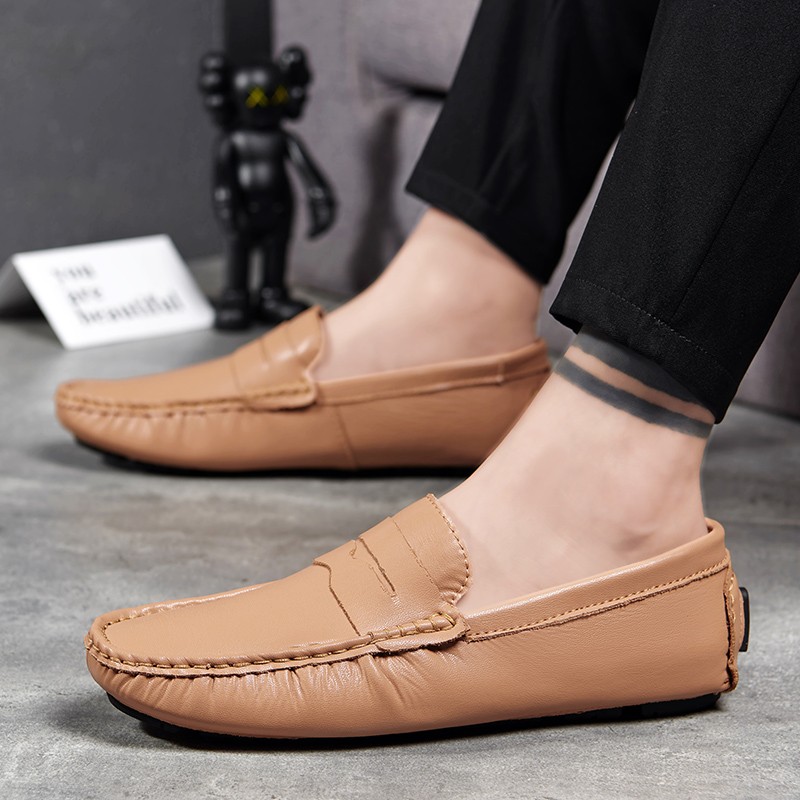 Leather men's shoes luxury brand men's casual shoes comfortable non-slip shoes men's genuine driving shoes simple fashion shoes