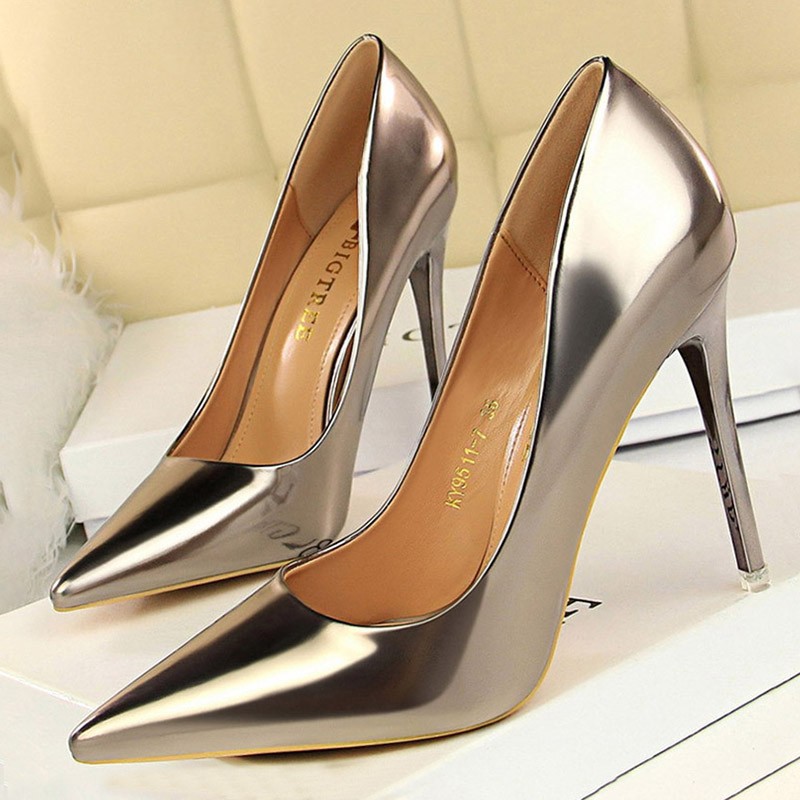 BIGTREE Shoes Woman Pumps Patent Leather High Heels Shoes Women Basic Pump Wedding Shoes Female Stiletto High Heels Women Shoes Plus Size 43