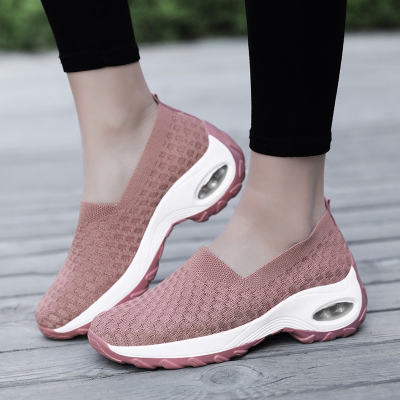 Ladies Breathable Lazy Shoes Comfortable Air Cushion Shock Absorbing Sneaker Outdoor Casual Shoes