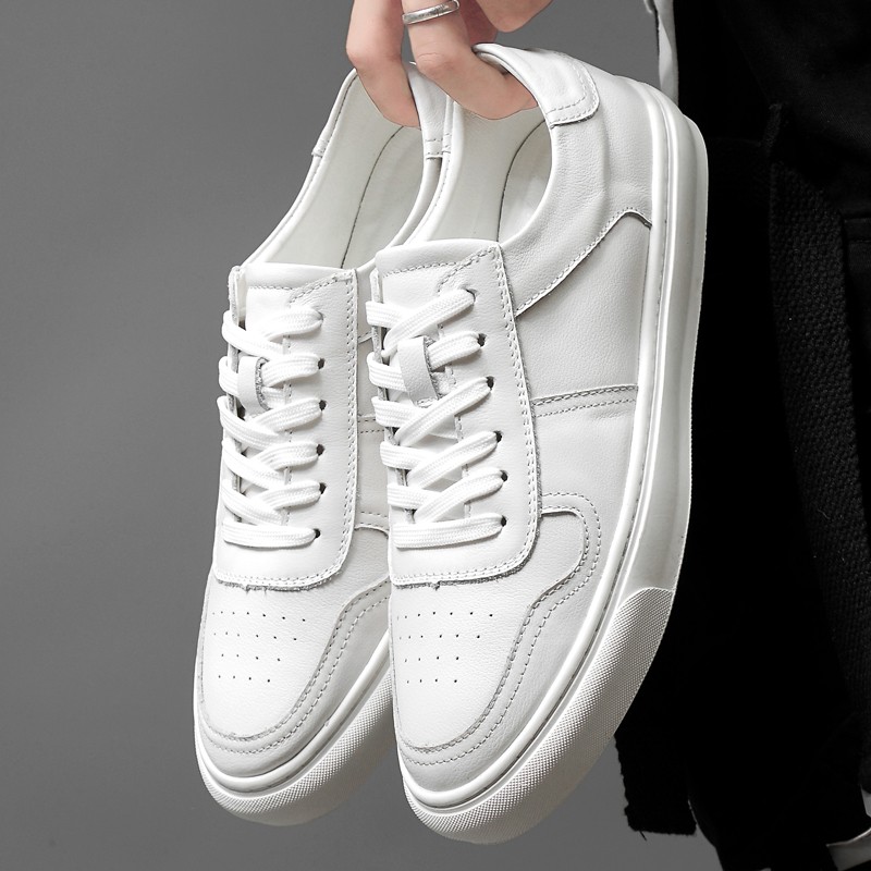 Spring new white shoes men's shoes tide wild men's Korean casual shoes genuine white formal shoes lace up student sneakers