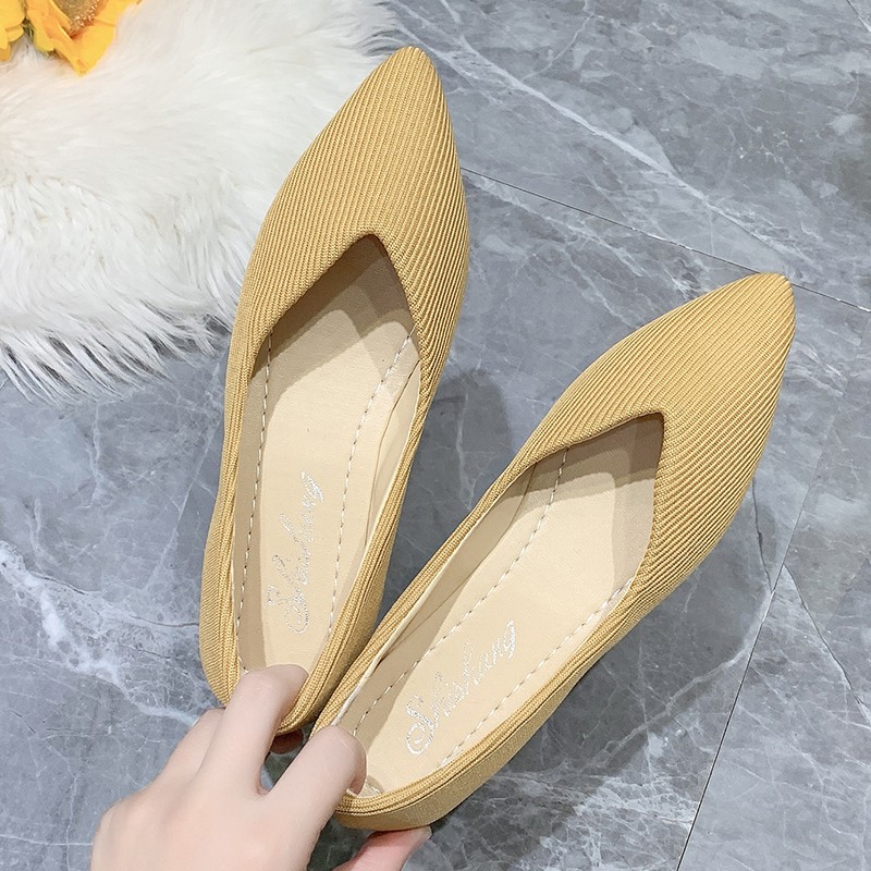 2022 Women's Shoes Autumn Single Shoes Fashion Knitted Pointed Shoes Flat Bottom Comfortable Plus Size 43