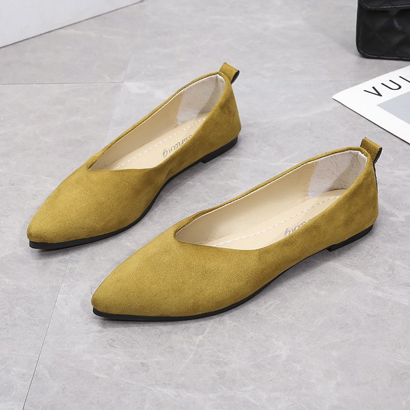 Slip On Women Flats Shoes Candy Color Pointed Toe Female Loafers Large Size Shoes Woman Spring Flock Ladies Ballet Flats