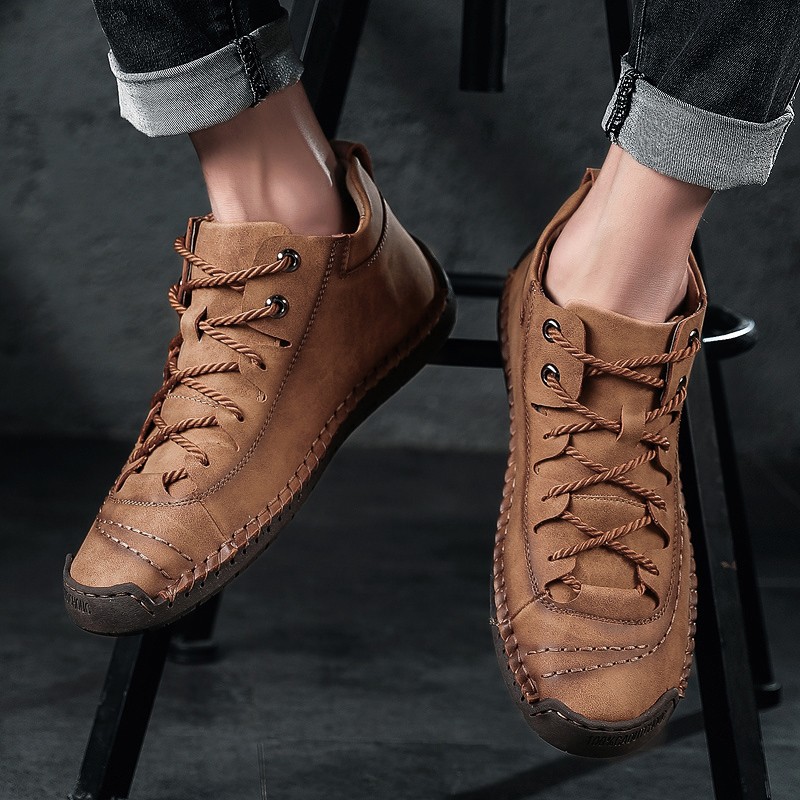 2021 New Men's Mid Top Fashion Comfortable Shoes Spring Autumn Lace-up Casual Male Shoes Handmade Classic Sale Classic Flats