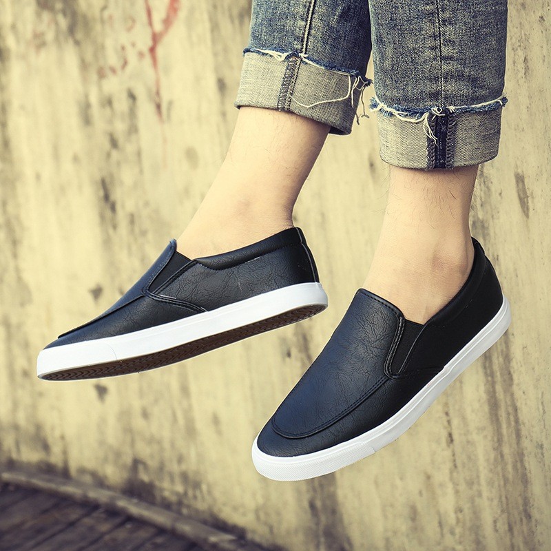 New Spring Summer Men Shoes Casual Shoes PU Leather Flats Slip On Low Top White Male Sneakers Tenis Masculino Adulto