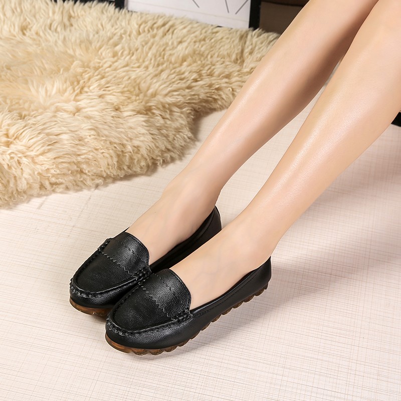 Women Genuine Leather Flats Spring Summer Breathable Comfortable Casual Shoes Femme Loafers Ladies Flat Shoes Nurse