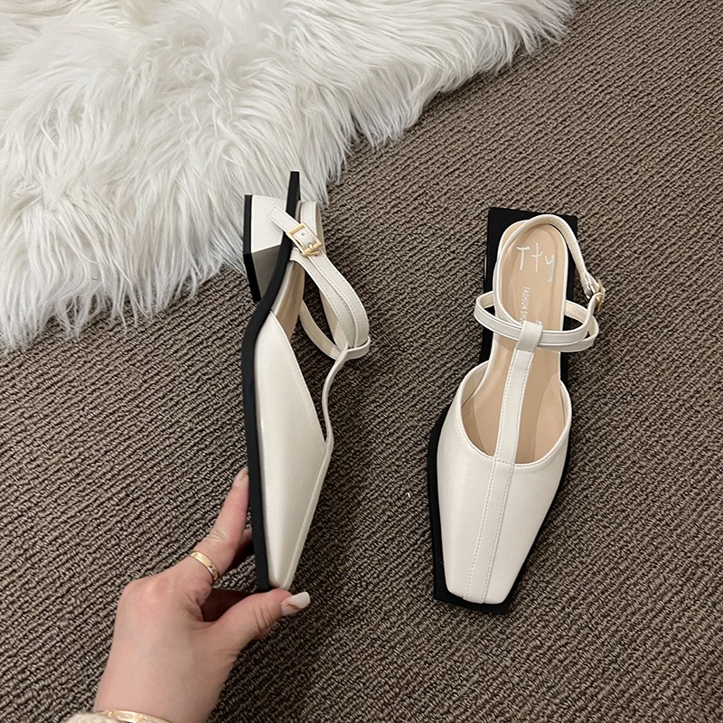 Lucifer Spring Autumn Ankle Strap Pumps Women 2022 New Med Heels Square Toe Shoes Woman Comfortable Soft Sole Sabatos De Mujer