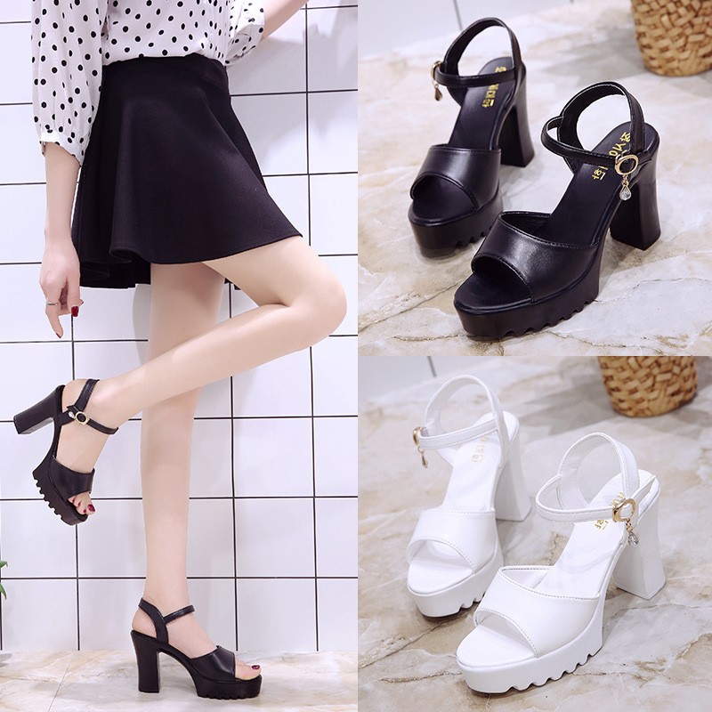 2022 spring new thick heels fashion Korean women's shoes high heels sandals with fish mouth fashion sandals