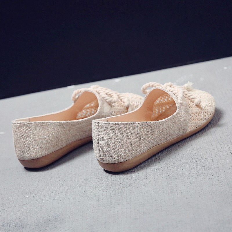 Spring Women Flats Hemp Slip On Flat Shoes Woman Canvas Loafers Bowtie Casual Shoes Comfortable Ladies Shoes zapatos mujer