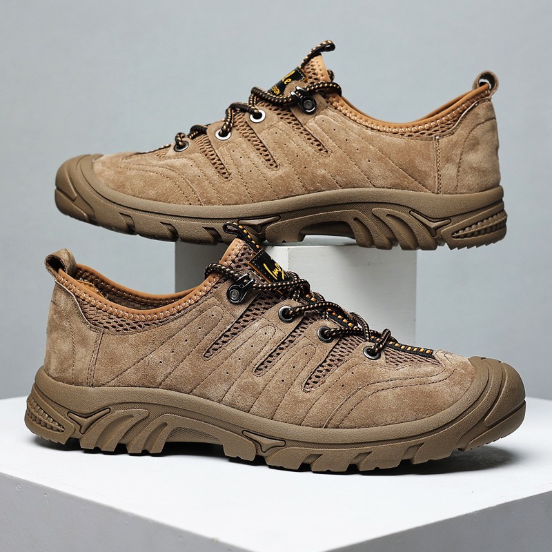 Breathable Men Casual Hiking Shoes Suede + Mesh Outdoor Men Sneakers Lace Up Climbing Shoes Quick Dry Water Shoes Men Shoes