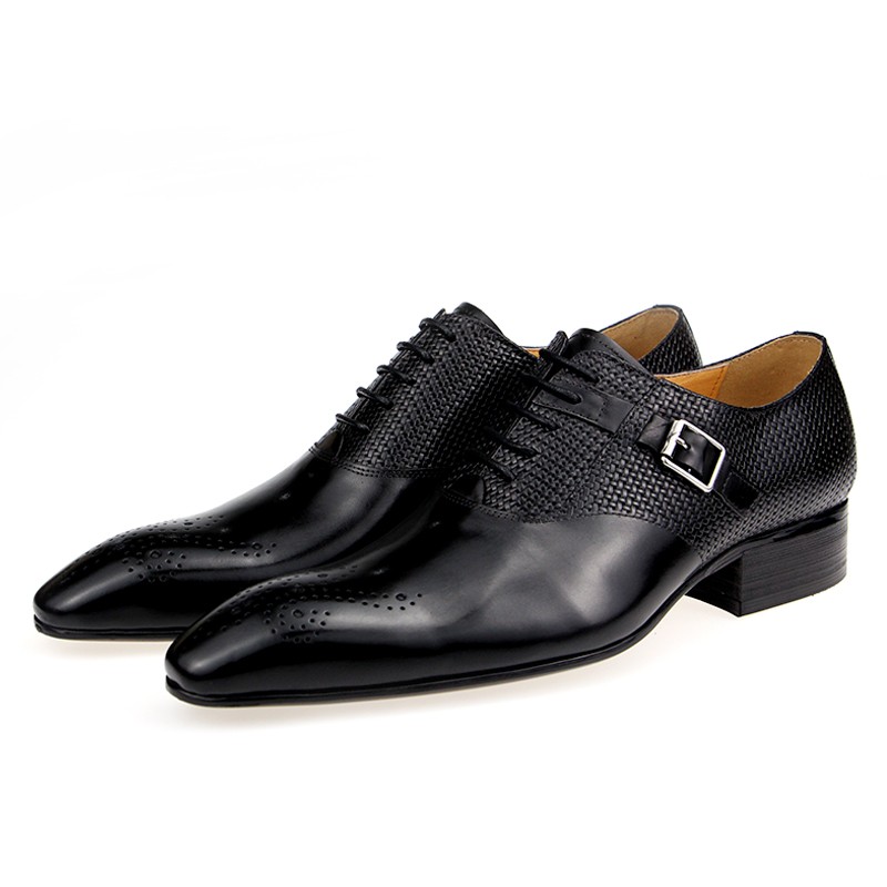 Spring Autumn New Men's Casual Oxford Business Genuine Leather Dress Shoes Pointed Toe Lace Up Zapatos Hombre Wedding Banquet Suit