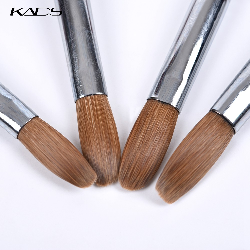 KADS Acrylic Nail Brush Curly Kolinsky Sable UV Nail Art Gel Extension Brush Manicure Flat Round Brush Red Wood Nail Brush