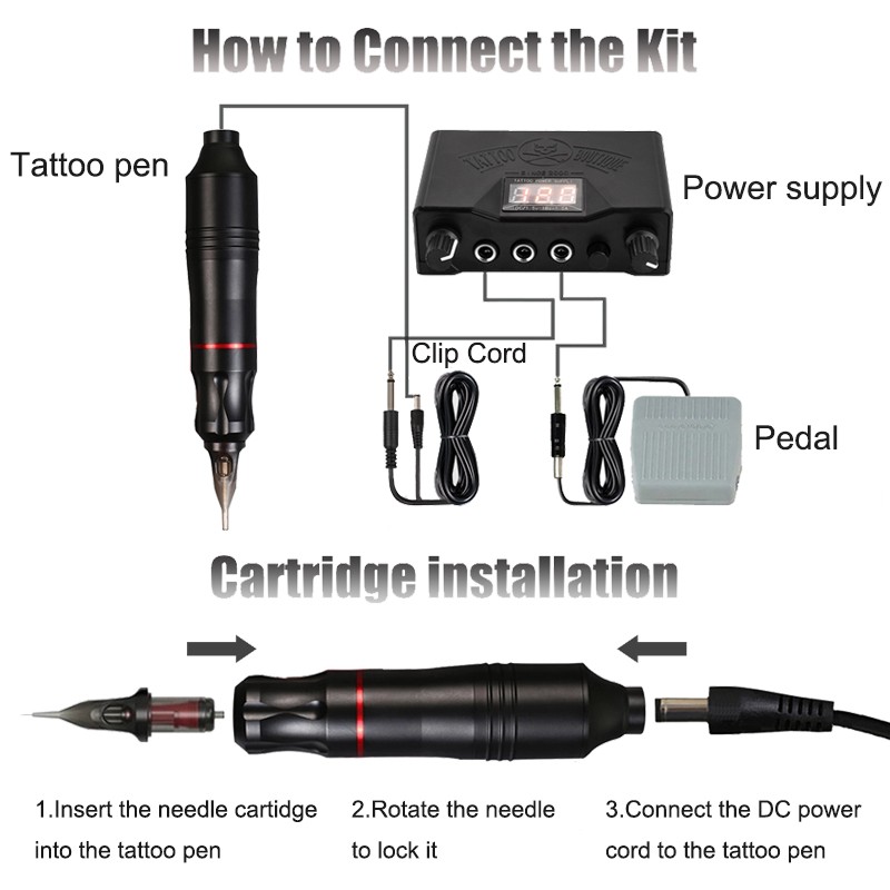 Tattoo Machine Kits Tattoo Power Supply Rotary Pen With Cartridges Needles Permanent Makeup Machine For Beginner Tattoo Artist