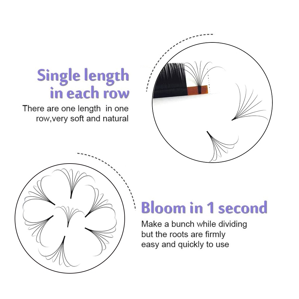 MASSCAKU Easy Fan Bloom Eyelash Extension Austomatic Flowering Fan Fast Making Self Fans Soft Silk Volume Lashes