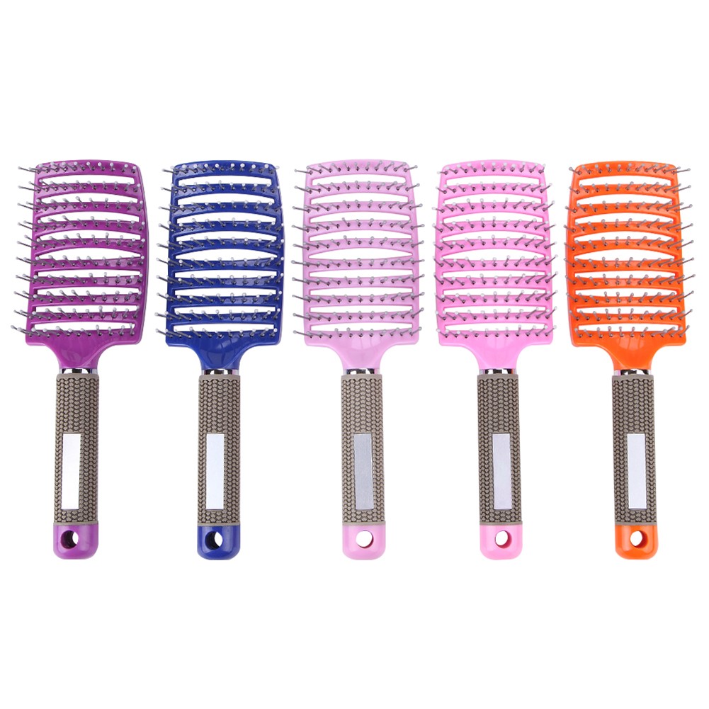 Scalp Massage Comb Women Salon Nylon Bristles Curved Ventilation Curved Hair Brush Scalp Massage Comb Hair Styling Tools