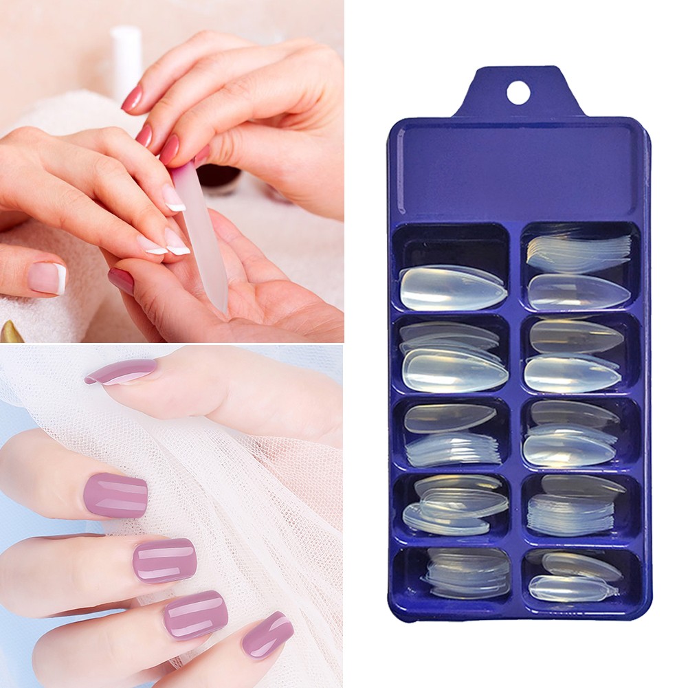 100pcs/set Matte Fake Nail Art Tips Long Ballerina Coffin Nails ABS Full Cover Vessel Nails Manicure Tools